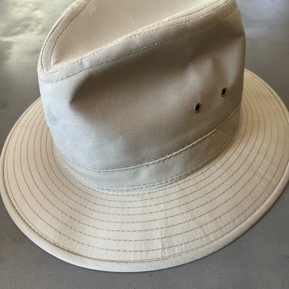 Vintage khaki tan Indiana Jones 70s Canvas Safari Hat men’s large